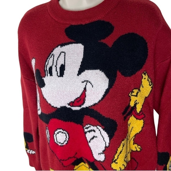 Disney Mickey Mouse Crew Pullover Sweater Size SM Pluto Long Sleeve Unisex - Picture 4 of 6